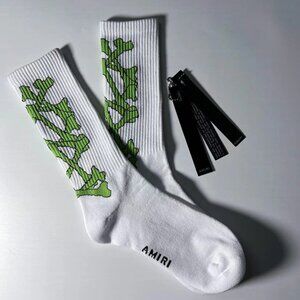 Amiri Stacked Bones Green Socks